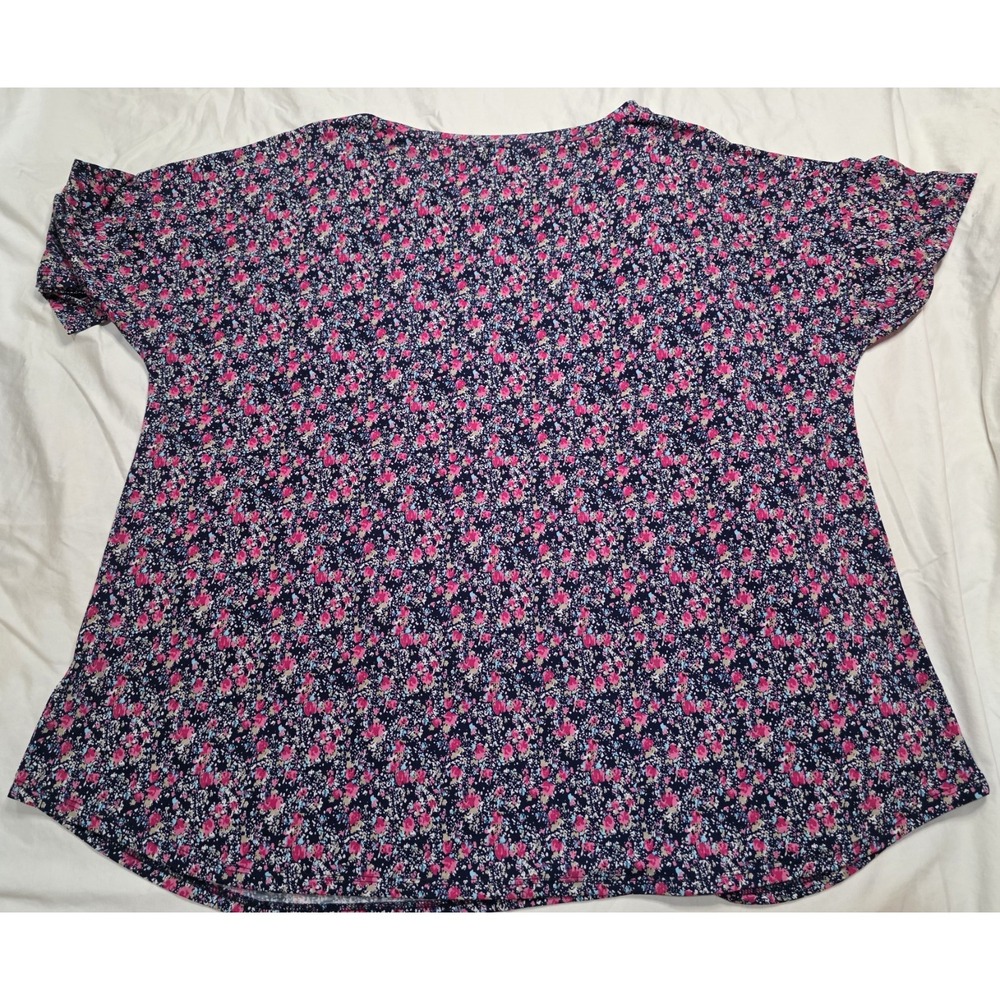 Dear Scarlett Floral Knit Top XL Navy Pink Ditsy 3/4 Sleeve Blouse NWOT - Picture 5 of 5